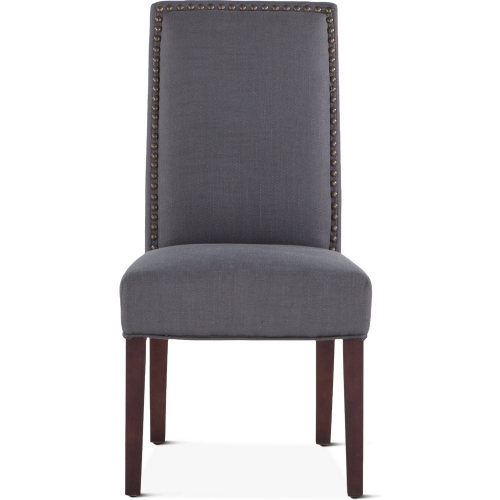 Jona Dining Chair in Dark Gray Linen & Walnut Finish Wood (Set of 2)