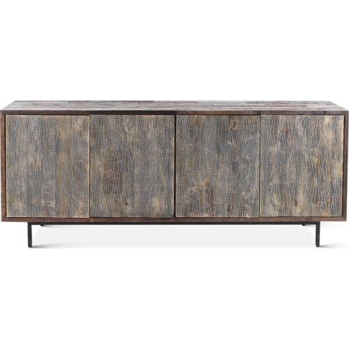 Madrid 80" Sideboard in Reclaimed Grey Wash Wood & Iron