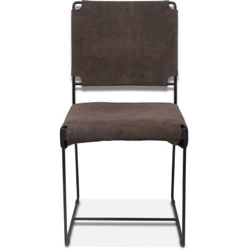 Melbourne Dining Chair in Gray Suede & Black Reclaimed Iron (Set of 2)