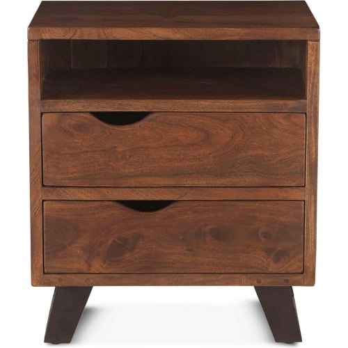 Nottingham 23" Nightstand in Walnut Finish Acacia Wood & Iron