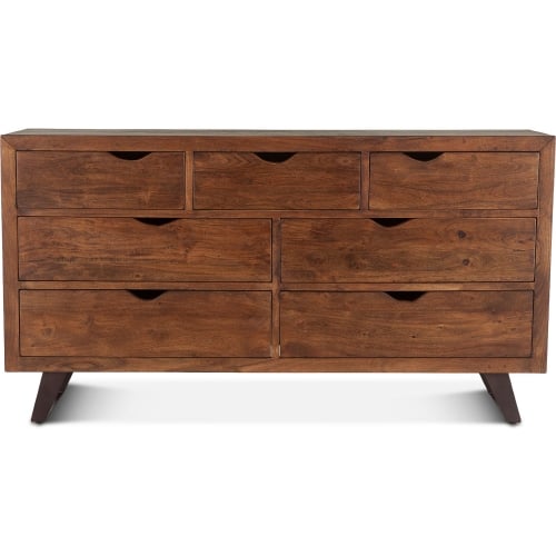 Nottingham 71" Dresser in Walnut Finish Acacia Wood & Iron