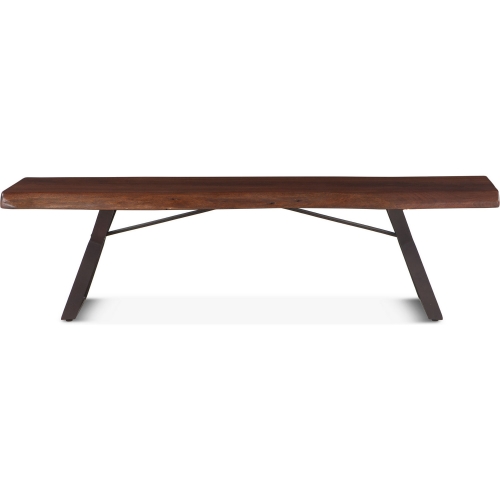 Nottingham 72" Dining Bench in Walnut Finish Live Edge Wood & Iron