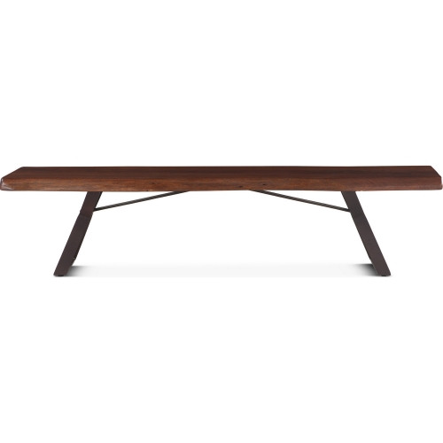 Nottingham 90" Dining Bench in Walnut Finish Live Edge Wood & Iron