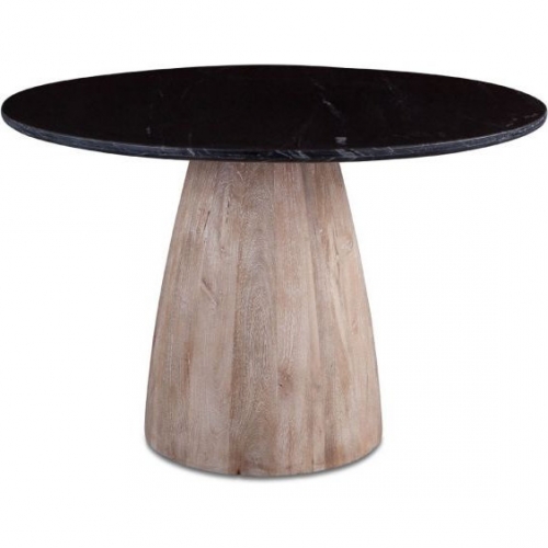 Palm Desert 48" Dining Table in Black Marble & Washed Wood Base