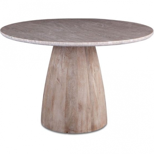 Palm Desert 48" Dining Table in Brown Marble & Washed Wood Base