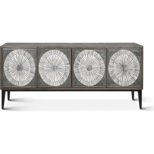 Palm Desert Sideboard in Vintage Gray Wash Wood & Inlay