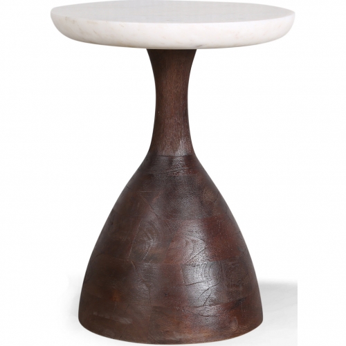 Palm Desert Side Table in Light Marble & Walnut Finish Wood