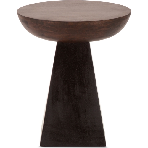 Palm Desert 18" Round Accent Table in Brown & Black Mango Wood