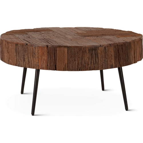 Palm Desert 38" Round Coffee Table in Reclaimed Wood & Iron