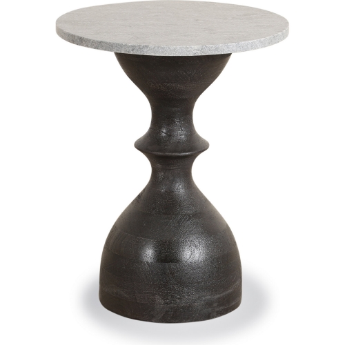 Palm Desert Side Table in Rustic Marble & Wood