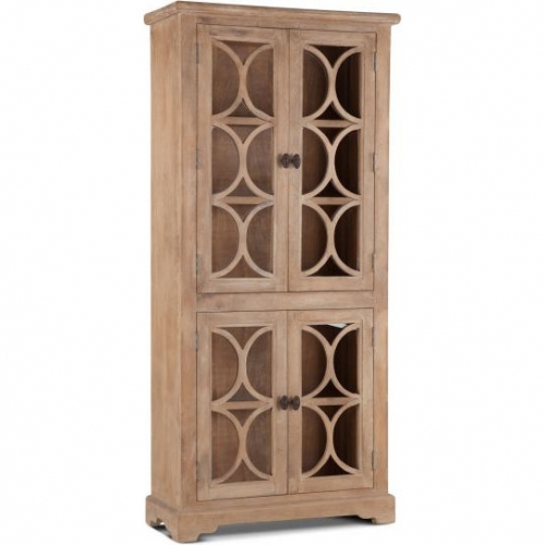 Pengrove 38" Carved Door Cabinet in Antique Oak Finish Mango Wood