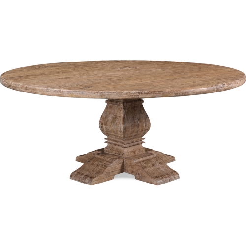 Pengrove 72" Round Dining Table in Antique Oak Finish Mango Wood