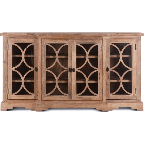 Pengrove 75" Mango Wood Cabinet with Carved Lattice Work Doors