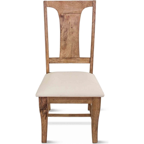 Pengrove Dining Chair in Antique Oak Finish Mango Wood & Linen (Set of 2)