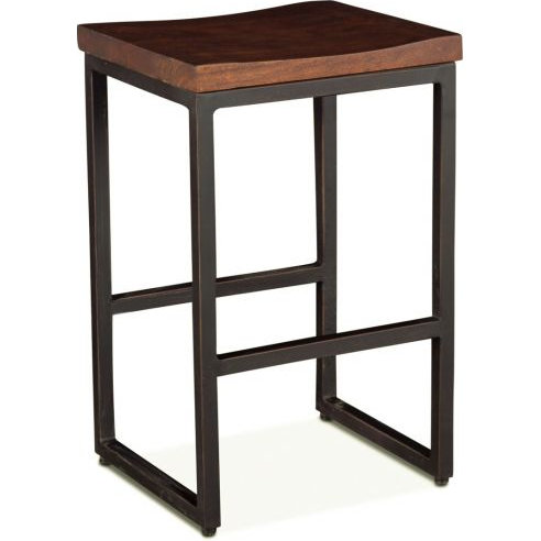 Amici Counter Stool in Walnut Finish Acacia Wood & Iron