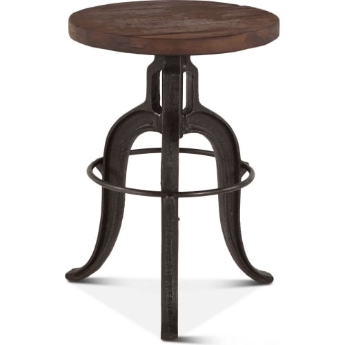 Paxton Adjustable Bar Stool in Recycled Teak & Black Iron