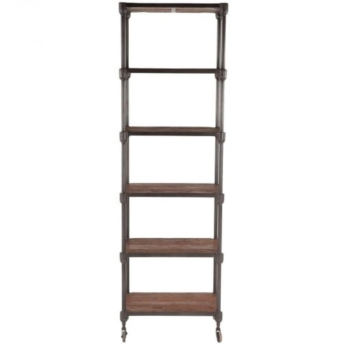 Paxton Bookcase in Weathered Walnut Reclaimed Teak & Iron