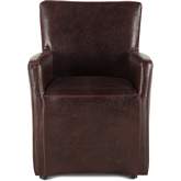 Lily Accent Arm Chair w/ Wheels in Brown Leather