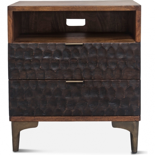 Vallarta 24" Nightstand in Brown Mango Wood & Bronze Aluminum