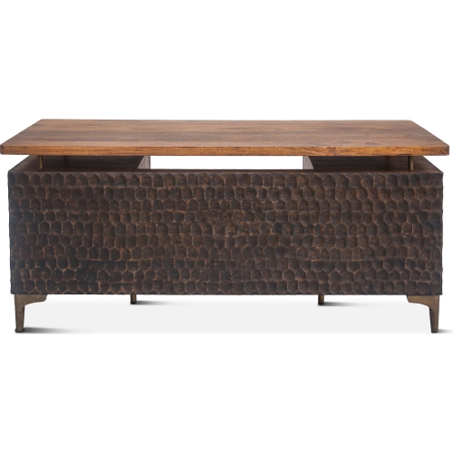 Vallarta 66" Desk in Brown Mango Wood & Bronze Aluminum