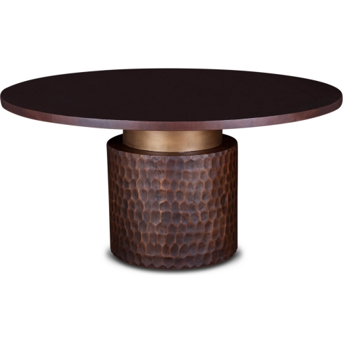 Vallarta 60" Round Dining Table in Brown Mango Wood & Bronze Aluminum