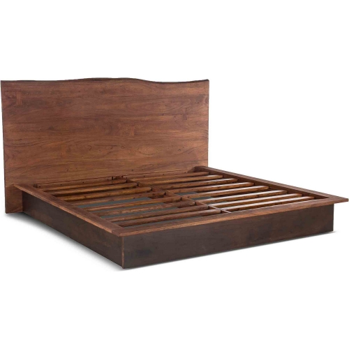 Palermo King Bed in Raw Walnut Finish Live Edge Acacia Wood