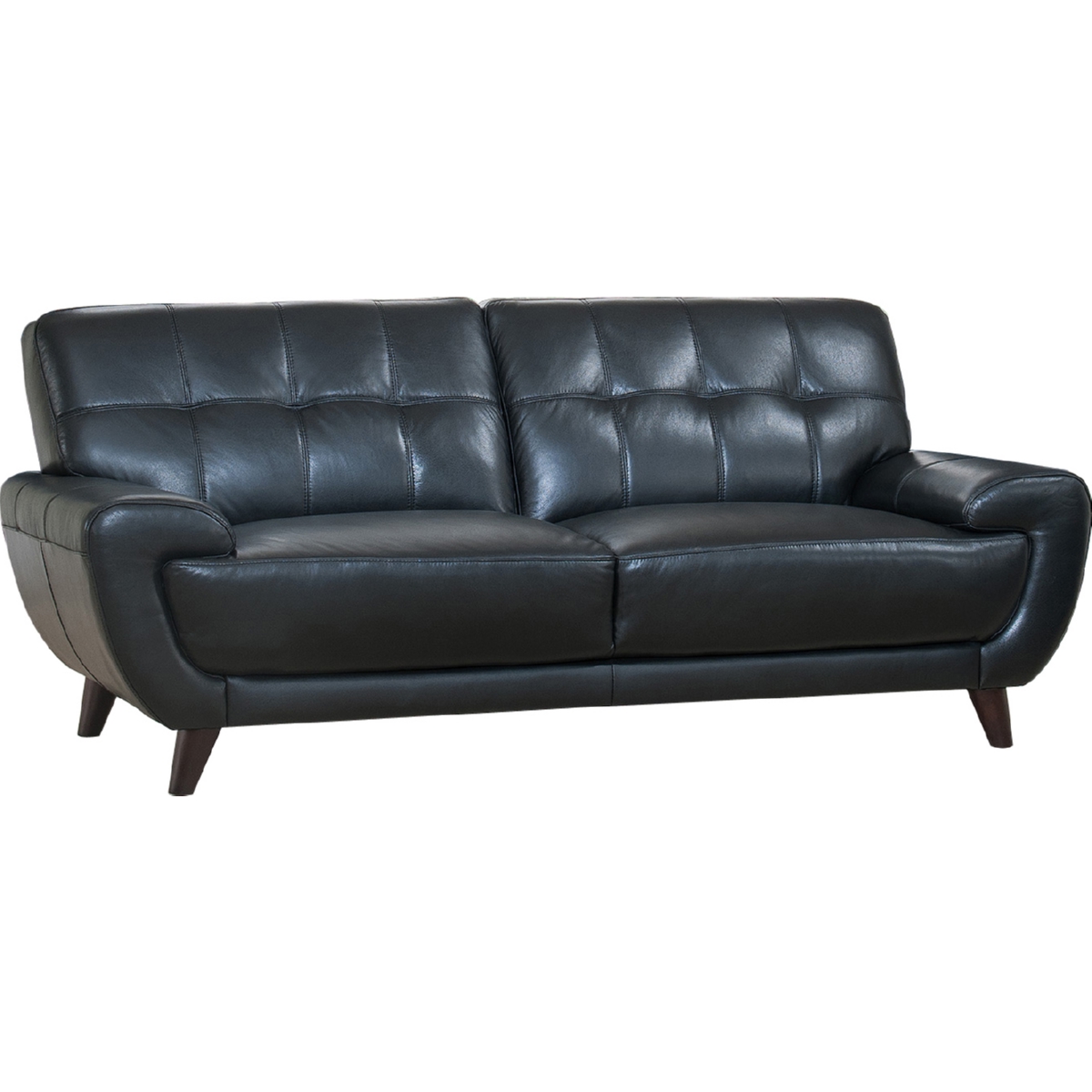 Jane 9111BKS Nicole Sofa in Tufted Black Top Grain Leather