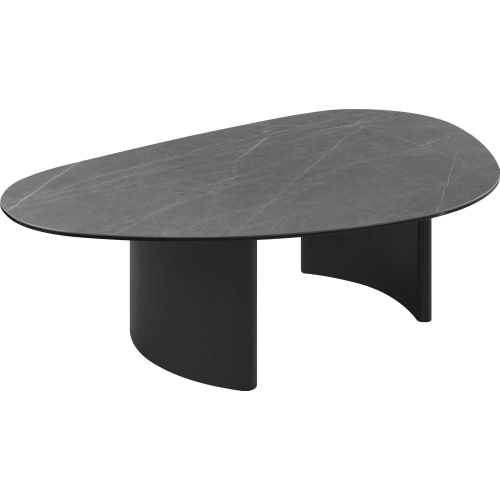 9698 Coffee Table in Grey Ceramic & Black Metal