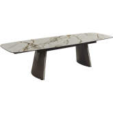 888 79" Extension Dining Table in Multicolor Ceramic & Bronze Metal