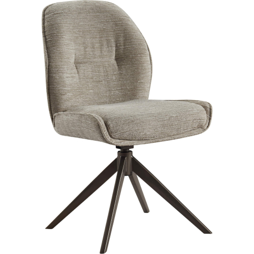 3116 Swivel Dining Chair in Textured Beige Fabric & Bronze Metal