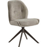 3116 Swivel Dining Chair in Textured Beige Fabric & Bronze Metal