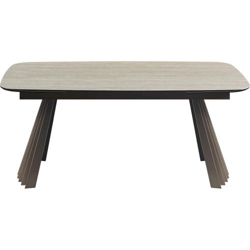 15499 71" Extension Dining Table in Multicolor Travertine Ceramic & Bronze