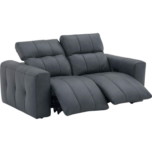 Prescott Power Recline Loveseat in Tufted Dark Grey Top Grain Leather