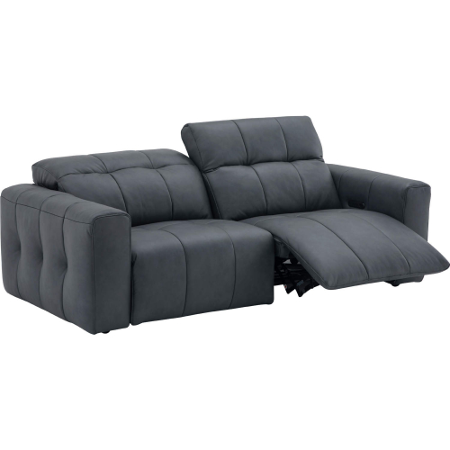 Prescott Power Recline Sofa in Tufted Dark Grey Top Grain Leather