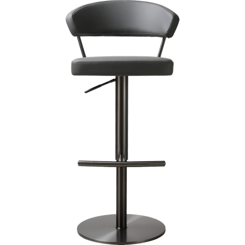 C218A-930 Adj Bar Stool in Charcoal Grey Eco Leather & Brushed Stainless Steel