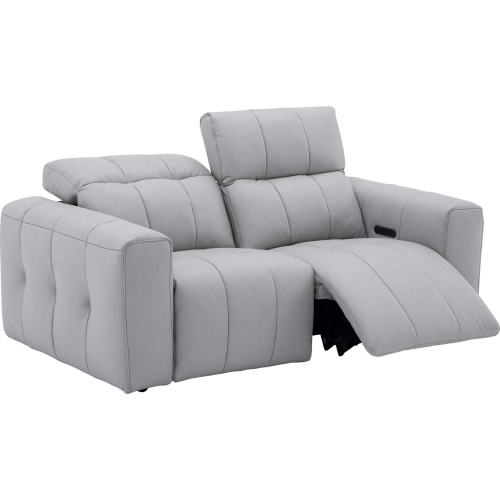 Prescott Power Recline Loveseat in Tufted Light Grey Top Grain Leather