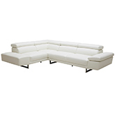 1717 Sectional Sofa w/ Left Hand Facing Chaise in White Italian Leather