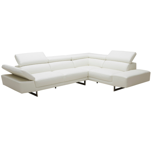 1717 Sectional Sofa w/ Right Hand Facing Chaise in White Italian Leather