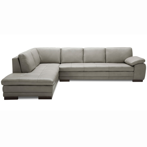 Capri 625 Italian Leather Sectional in Grey with Left Facing Chaise