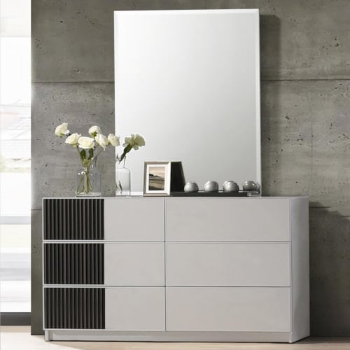 Lucia Dresser & Mirror in Grey & Black Finish