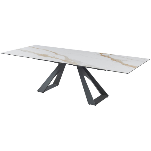 Swan 70" Extension Dining Table in White Ceramic & Grey