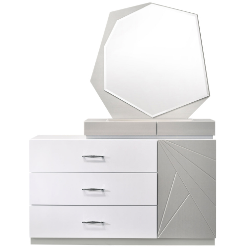 Florence Dresser & Mirror in High Gloss White & Grey Lacquer