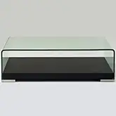 Modern Coffee Table 159A in Dark Wood & Curved Glass