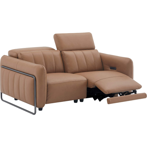 President Power Recline Loveseat w/ Charging in Cognac Brown Top Grain Leather