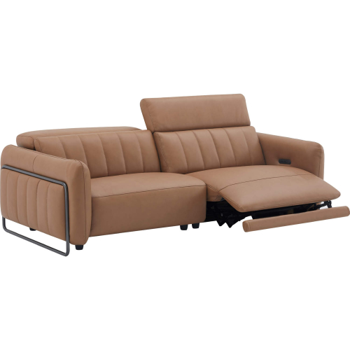 President Power Recline Sofa w/ Charging in Cognac Brown Top Grain Leather