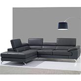 A973 Sectional Sofa w/ Left Facing Chaise in Grey Italian Leather