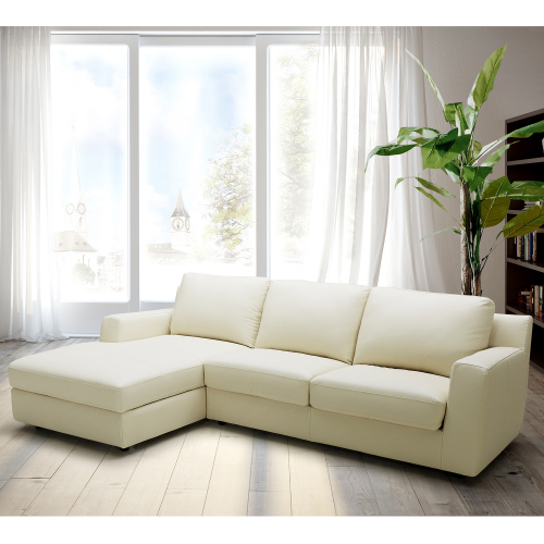 Jenny Sectional Sofa Sleeper w/ Left Facing Chaise in Premium Leather