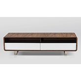 Gramercy 59" TV Stand in Walnut Veneer Frame w/ White High Gloss Front