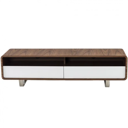 Gramercy 59" TV Stand in Walnut Veneer Frame w/ White High Gloss Front