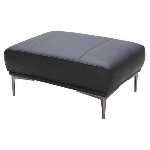 Knight Ottoman in Black Leather & Gunpowder Black Legs